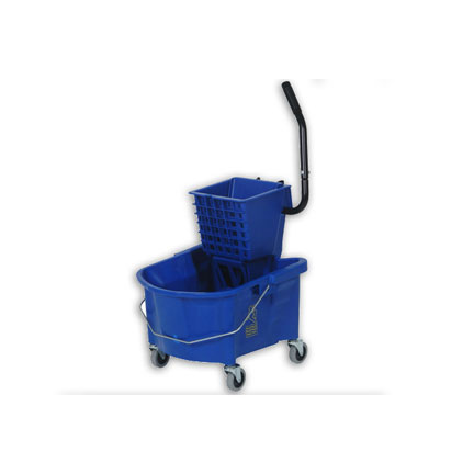 Mop Bucket 26 Qt COMBO BLUE Splash Guard SidePress Wringer