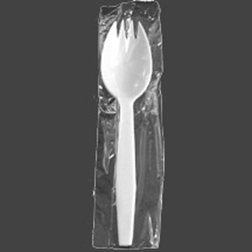 Med Wt Wrapped Spork (1000) Fork/Spoon combination, white